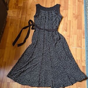 Perceptions Black and White Dotted Midi Dress